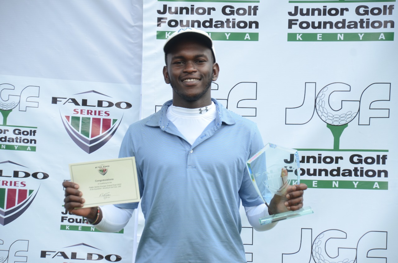 Daniel Kiragu of Muthaiga Golf Club is the overall winner of the 2022 Sir Nick Faldo Series Kenya Edition